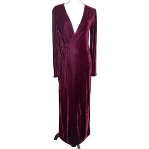 Privacy Please Velvet Merlot Wrap Maxi Dress Size XS Holiday